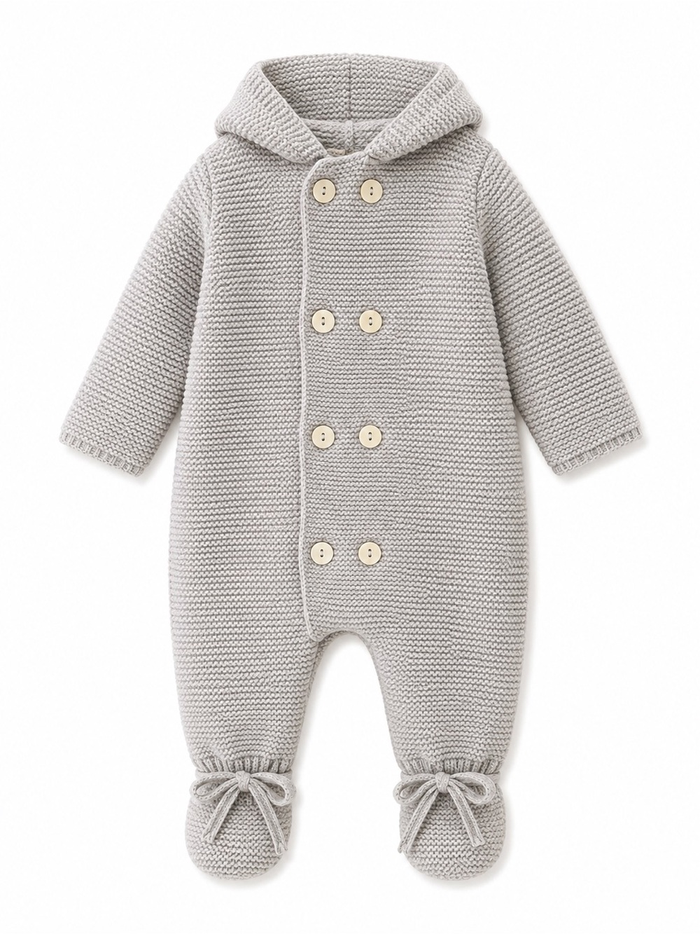 Baby Boys Girls Knit Hooded Bunting Snowsuit Gray 9 Months Footed One Piece Warm